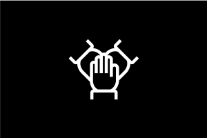 Icon von drei zusammengelegten Händen